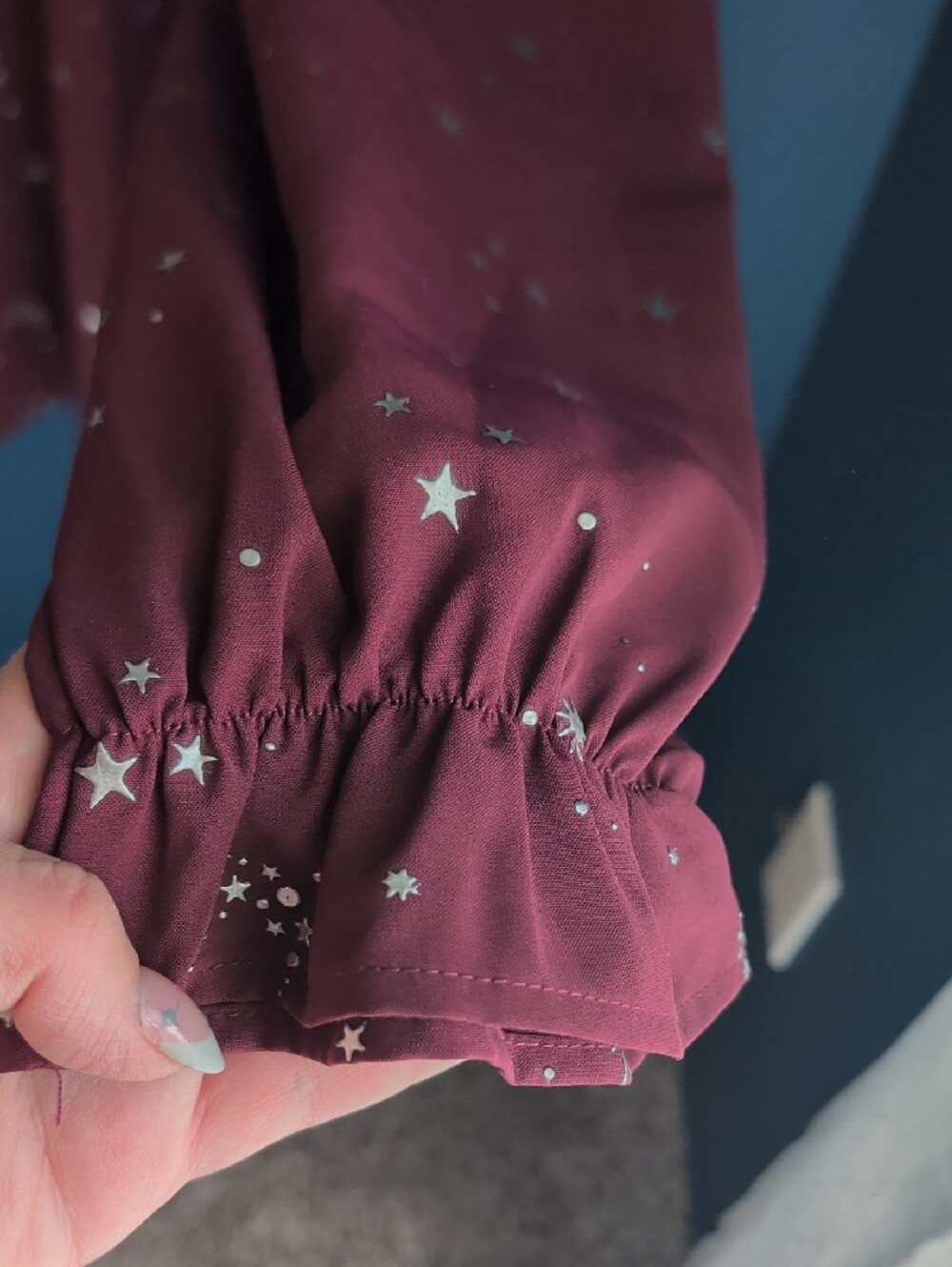 Bloom Chic Plum Star & Moon Print Long-Sleeve Blouse XXL - Picture 2 of 7
